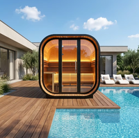 Pengiriman Cepat Rumah Sauna Kaca Panorama Tradisional Ukuran Besar dari Kayu Cedar Merah dengan Pemanas Listrik Harvia 6KW untuk Dijual