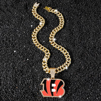 Nouveau Collier Pendentif YYN pour Homme, Chaîne à Maillons Style Hip-hop, Personnalité Américaine, Logo d'Équipe Émaillé