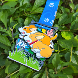 Venta directa de fábrica recuerdo Metal aleación de zinc Victoria dibujos animados perro maratón juego medalla - Product Image 1