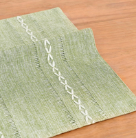 Sets de table en coton et lin à motifs géométriques, 19x12 pouces, lot de 4, style rustique, ourlets brodés, réutilisables, résistants à la chaleur, vert sauge, pour la cuisine