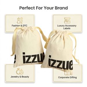 Pochette personnalisée en coton biodégradable avec cordon de serrage, logo sérigraphié, sac à accessoires de mode, vente en gros, MOQ 200 pièces, échantillon en 3-5 jours - Product Image 3
