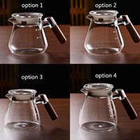 Carafe à café moderne en verre borosilicate haute résistance avec poignée en bois anti-brûlure, pot de service gradué avec couvercle, fait main