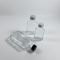 Botol anggur datar bening 50ml 100ml 200mlClear, botol kaca jus dengan tutup Aluminium, botol Pet Grade makanan dapat dipakai ulang