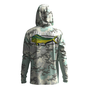 Sweat à capuche de pêche pour <span class=keywords><strong>homme</strong></span> grande taille avec <span class=keywords><strong>masque</strong></span> intégré, imprimé par sublimation motif camouflage menthe et illustration Mahi Mahi, imperméable et respirant 100% - Product Image 5