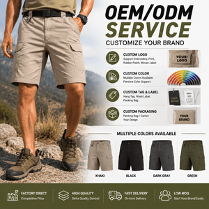 Pantalones Cortos Cargo para Hombre, Color Sólido, Tela Oxford, Secado Rápido, Cintura Media, con Bolsillos, Estilo Ropa de Trabajo, Largo Bermuda - Product Image 3
