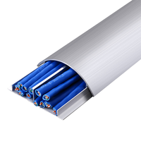 No.3 30mm/1.18 "H largeur extérieure en alliage d'aluminium câble goulotte solide électrique décoratif cordon de sol avec support adhésif
