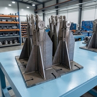 Base de fixation murale pour grue, fabrication directe usine, en acier Q355B haute résistance, plaque épaisse, renfort triangulaire, soudure complète, construction CNC