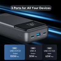Batería Externa para Portátil de 25000mAh de Polímero de Litio con Dos Puertos USB-C de 100W y Pantalla LED, Cargador Portátil para Tablet y Portátil