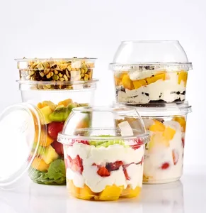 Small Single Wall Clear Plastic Cups For Salad Yogurt Fruit Cups