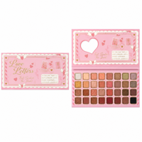 Palette de fards à paupières 32 couleurs, poudre minérale nacrée, fini mat, haute pigmentation, résistante à l'eau, sans cruauté animale, avec miroir cœur et motif papillon