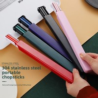 Palillos Cuadrados de Acero Inoxidable 304 para el Hogar, Acabado Espejo, Diseño Moderno y Minimalista; Palillos Ideales para Estudiantes y Viajes