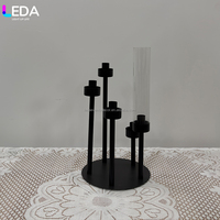 Candélabre moderne en métal noir à 5 bras, porte-bougie haut pour bougies coniques, idéal pour centre de table de mariage, banquets, hôtels, événements et décoration intérieure