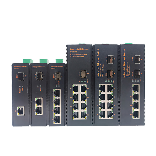 Ethernet Industrial Fiber Optic Switch 100Mbps/Gigabit 1/2 Optical Port+1/2/4/8 Network Port Fiber Optic Transceiver