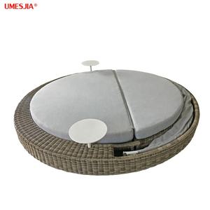 आधुनिक आउटडोर फर्नीचर आँगन उद्यान रतन विकर foldable चंदवा के साथ गोल आकार सोफ़ा - Product Image 3