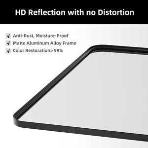 Hiện đại bán buôn tùy chỉnh các nhà sản xuất khách sạn 24 inch vuông Vanity 24x30 Đen Đóng Khung Gương treo tường Gương phòng tắm - Product Image 4