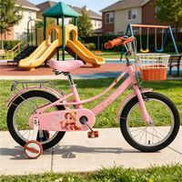 Vélo pour enfants avec cadre en acier, peinture thermolaquée, autocollant extérieur, freins à étrier, jantes en alliage, protège-chaîne, garde-boue et roues d'apprentissage silencieuses
