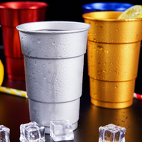 Gobelet isotherme réutilisable en aluminium rouge de 500 ml, épaisseur 1,0 mm, couleur or changeante, style américain, couleurs personnalisables, pour bière froide