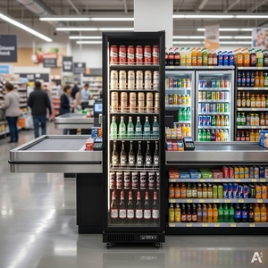 NE-380B - Exhibidor Refrigerador de Botellas de Cerveza para Restaurante, Independiente, Negro, 380L, Puerta de Vidrio, Descongelación Automática - Product Image 6