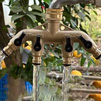 Distributeur de tuyau d'arrosage en laiton à 4 voies, durable, avec raccords rapides, connexion filetée, diamètre 3/4 po, norme européenne