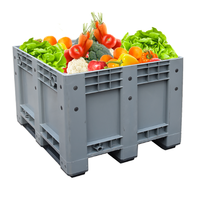 Bacs de stockage Euro grands et robustes en plastique rigide empilables avec parois latérales pour fruits et légumes