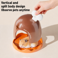 Set Mangkuk Makanan dan Tempat Bersembunyi Keramik untuk Hamster dengan Desain Kartun Pendingin Alami, Tahan Air & Tenang untuk Hamster, Gerbil, dan Hewan Peliharaan Kecil