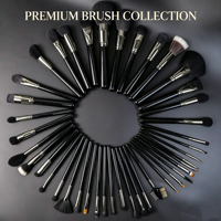 Meilleur 15 pièces 42 pièces fond de teint noir correcteur poudre éventail ensemble de pinceaux de maquillage personnalisé avec marque privée sac de gros