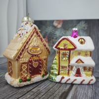 Ornement en verre soufflé en forme de maison en pain d'épices de haute qualité, adapté aux arbres de Noël et aux décorations de fêtes faites à la main