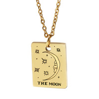 Collier de tarot mystique en acier inoxydable étanche, pendentif soleil et lune magique pour la divination
