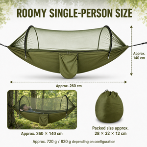 <span class=keywords><strong>Hamac</strong></span> de camping personnalisé en nylon 70D avec moustiquaire et poteaux en arche pour dormir en extérieur - Product Image 6