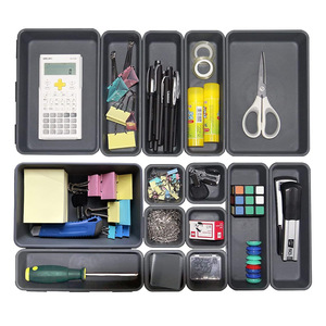 <b>Drawer</b> Organizer Set With <b>Plastic</b> Dividers Rectangle Stackable Grids For Desktop <b>Storage</b> Multifunctional 1008 - Product Image 1