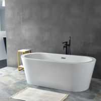 Baignoire autoportante ovale en acrylique avec drain chromé, couleur blanche, design moderne, utilisation en salle de bain intérieure, garantie 5 ans