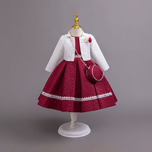Nuovo Set di Abiti da Principessa per <span class=keywords><strong>Bambina</strong></span> di Alta Qualità ODM, Collo Tondo, Maniche Lunghe, Decorazioni in Pizzo e Paillettes, Lunghezza al Ginocchio - Product Image 2