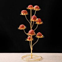 Support de présentation élégant en métal doré de luxe en forme d'arbre à plusieurs niveaux pour gâteaux, desserts, feuilles de lotus, pour mariage, fête, buffet, traiteur