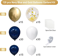 Nouveau Kit Guirlande de Ballons Bleu Marine et Or, Ballons Confettis Bleus, Argentés et Blancs pour Remise de Diplôme, Anniversaire, Baby Shower, Mariage - Vente Flash