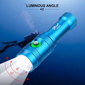 Backup Scuba free Diving Lamp Underwater normal life <b>waterproof</b> LED <b>Torch</b> Light Rechargeable high lumens Aluminum Flashlight - Product Image 4