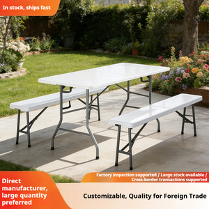 Banc pliant empilable en PEHD <span class=keywords><strong>de</strong></span> 183 cm (6 pieds) pour l'extérieur, idéal pour le camping et les événements – Vente en gros - Product Image 5