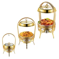 Ensemble de réchauds de buffet suspendus en métal 9L, doré de luxe, avec couvercle à charnière et support pour buffet d'hôtel, restauration, maintien au chaud des aliments