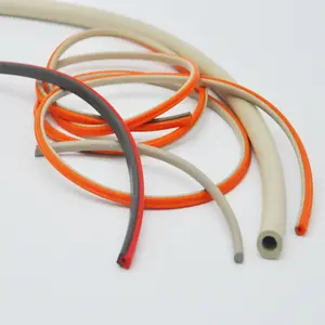 Beige ag/al conductive silicone + ordinary orange silicone co-extrusion strip gasket,duo seal co-extruded conductive rubber part