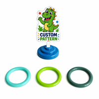Jeu de lancer d'anneaux en plastique PP personnalisé, 3 anneaux, base détachable, jouet promotionnel coloré pour enfants, certifié sûr, développe la coordination œil-main