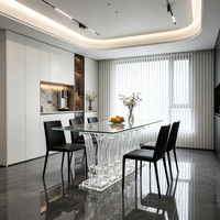 Jingyue J1353 OEM/ODM Esstisch mit Harzbeinen Modernes Design Umweltfreundlich Langlebig Maßgefertigte Größe Hochglanzpolierte Basis Glasplatte
