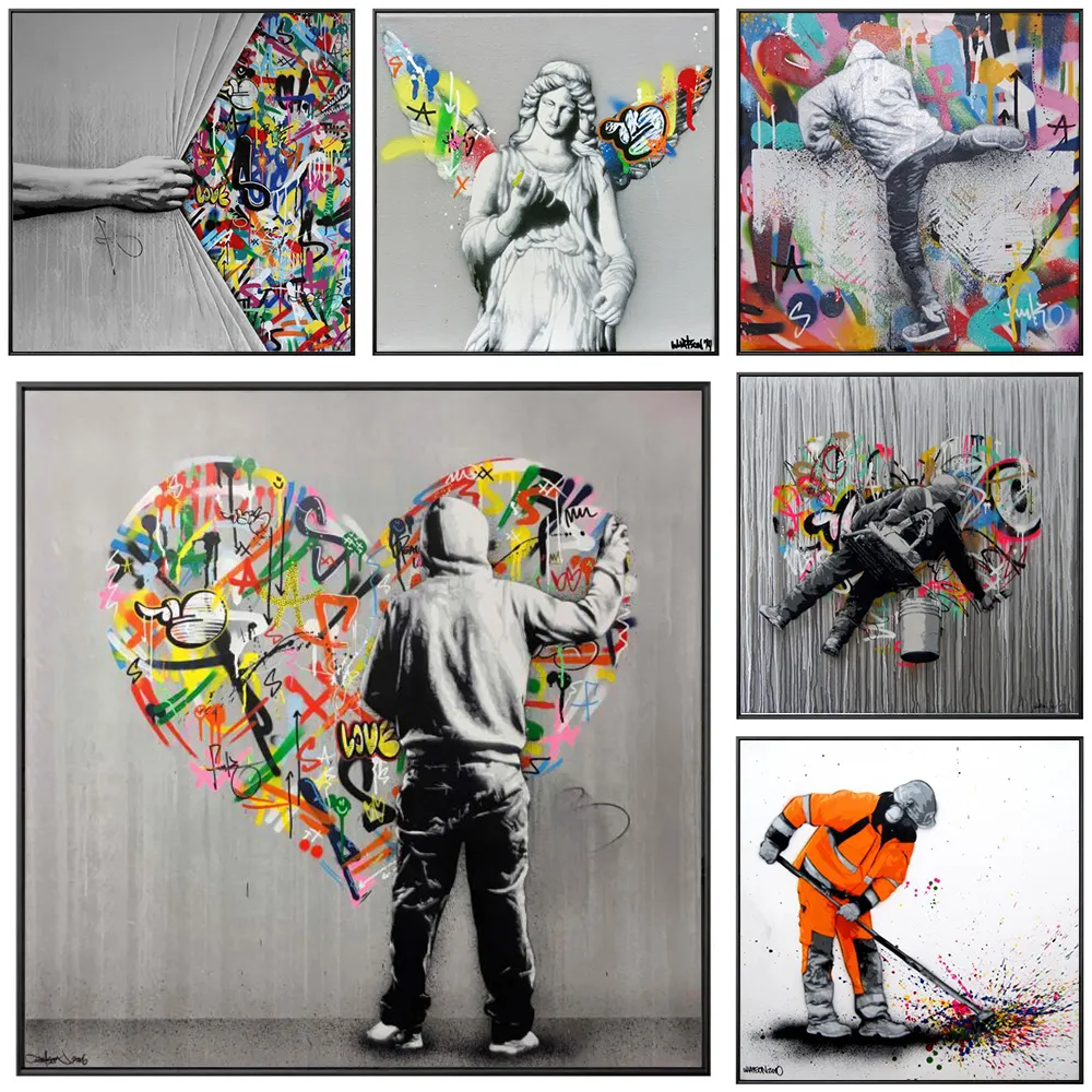 Banksy Pop Music Street Art Dream Posters and Prints Abstract Animal Graffiti Art Murals on Canvas Art Pictures Home Decor