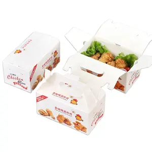 Contenitori per alimenti usa e getta ecologici in carta Kraft, porta patatine fritte, scatola da asporto per patatine fritte e pollo fritto