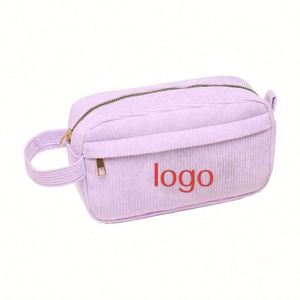 Customized Geometric <b>Large</b> Zipper Fashion Corduroy Cosmetic <b>Bag</b> for Girls Portable Travel <b>Storage</b> - Product Image 2