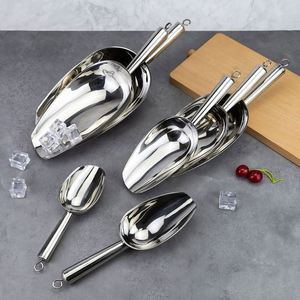Pala para Cubitos de Hielo de Acero Inoxidable de Varios Tamaños (3-48oz), Cuchara Metálica para Granos y Harina con Diseño para Colgar, Ideal para Bares, Clubes y Supermercados - Product Image 1
