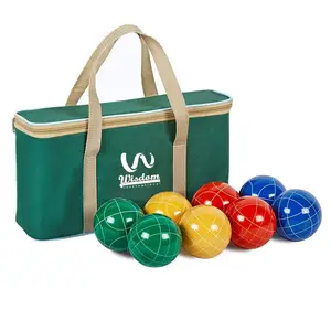 硬地滚球套装户外家庭硬地滚球游戏，用于后院草坪沙滩一套8个聚树脂球和1个Pallino和尼龙手提箱