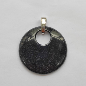 Pendentif en argent 925 avec pierre de sable bleue en forme de beignet - Product Image 1