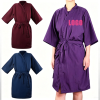 Robe de Barbier Professionnelle Personnalisée avec LOGO, Peignoir de Client pour Salon de Coiffure, Blouse Kimono pour Clients, Robe de Spa Beauté pour Salon, Robe Violette