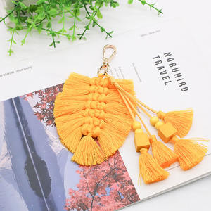 <span class=keywords><strong>2023</strong></span> INS vente chaude macramé fait à la main coloré feuille de coton frange accessoire sac décoration porte-clés - Product Image 5