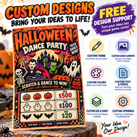 Billets à gratter à double face sur le thème d'Halloween, couleur intégrale, à trois fenêtres, pour gagner de gros prix