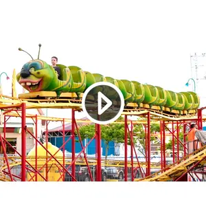 Produsen peralatan taman hiburan mainan kereta api elektrik naga geser naik ulat ulat ulat mainan Roller Coaster Mini anak-anak